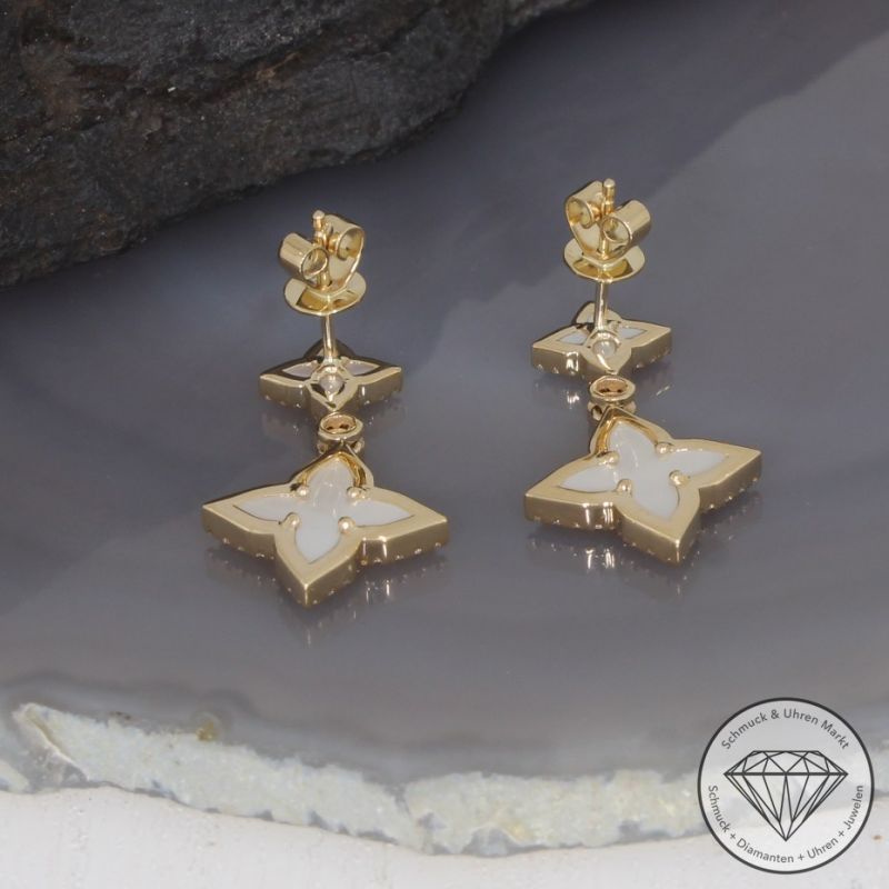 Wert 3190 € Brillant Diamant Perlmutt Ohrstecker in 585er 14 K Gelbgold - 99391