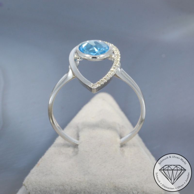 Wert 1540 € Brillant Topas Ring in 750er 18 K Weißgold - 99392