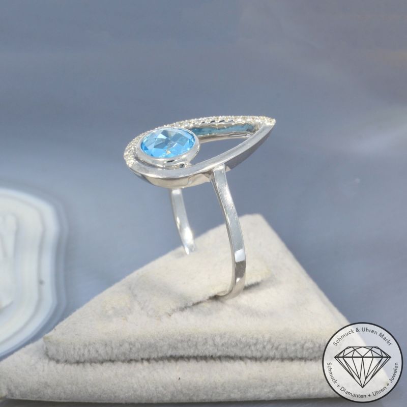 Wert 1540 € Brillant Topas Ring in 750er 18 K Weißgold - 99392
