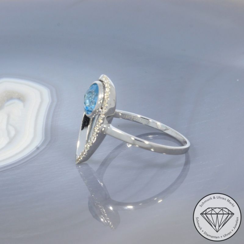 Wert 1540 € Brillant Topas Ring in 750er 18 K Weißgold - 99392