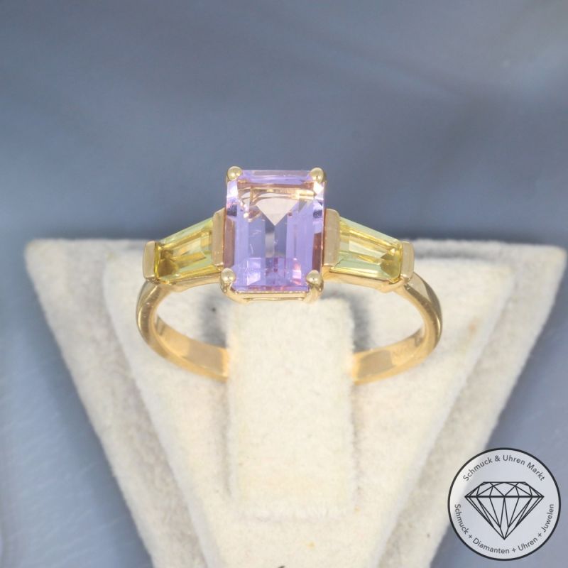 Wert 1920 € Amethyst Lemonquarz Ring in 750er 18 K Gelbgold - 99394