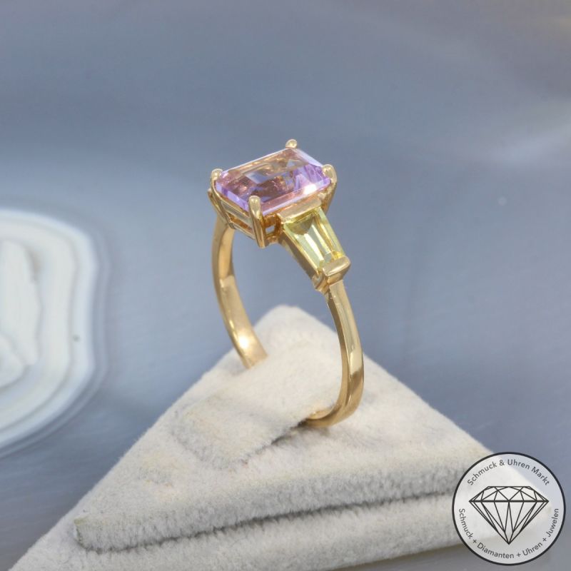 Wert 1920 € Amethyst Lemonquarz Ring in 750er 18 K Gelbgold - 99394
