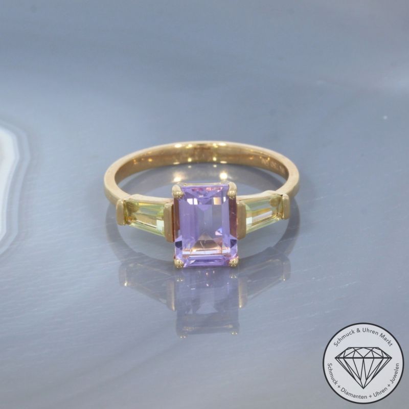 Wert 1920 € Amethyst Lemonquarz Ring in 750er 18 K Gelbgold - 99394