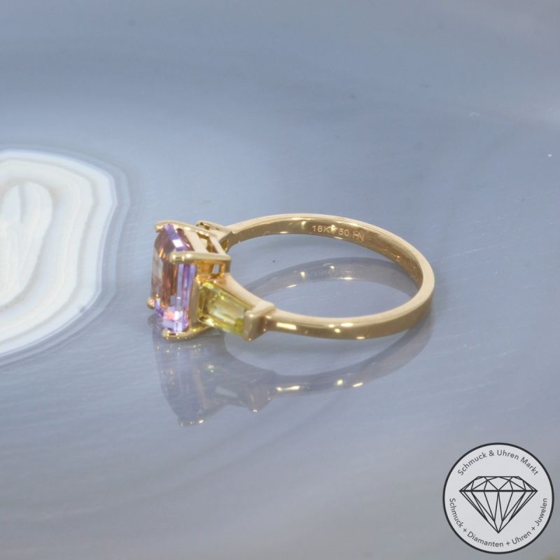 Wert 1920 € Amethyst Lemonquarz Ring in 750er 18 K Gelbgold - 99394