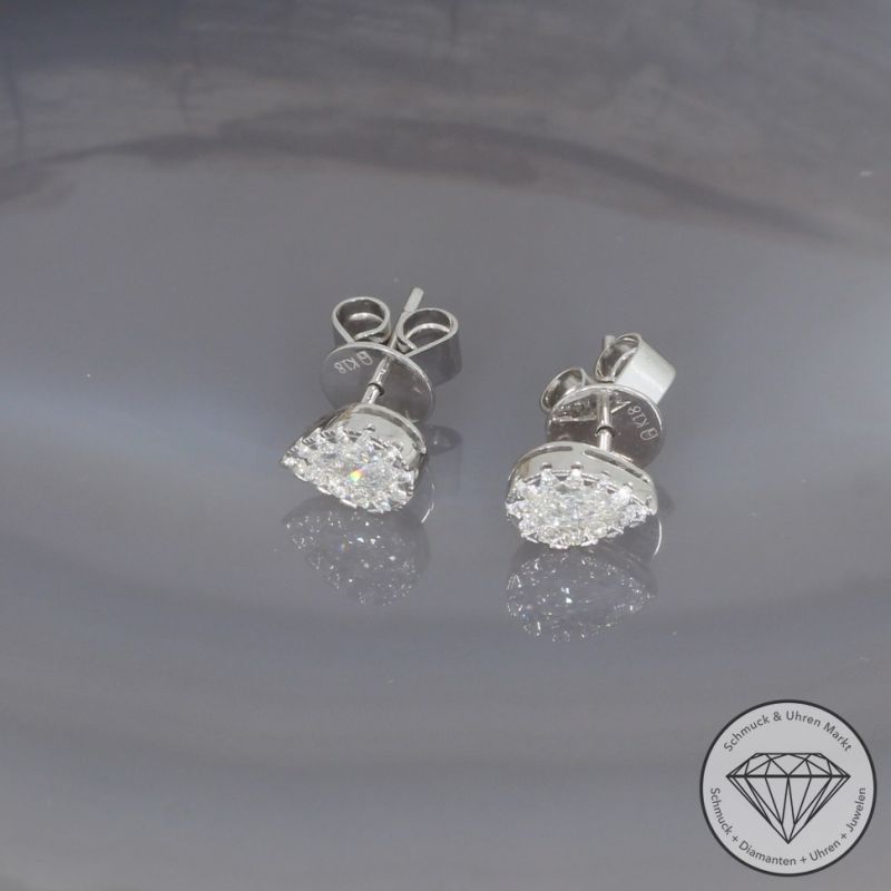 Wert 2490 € Brillant Diamant Ohrstecker in 750er 18 K Weißgold - 99395
