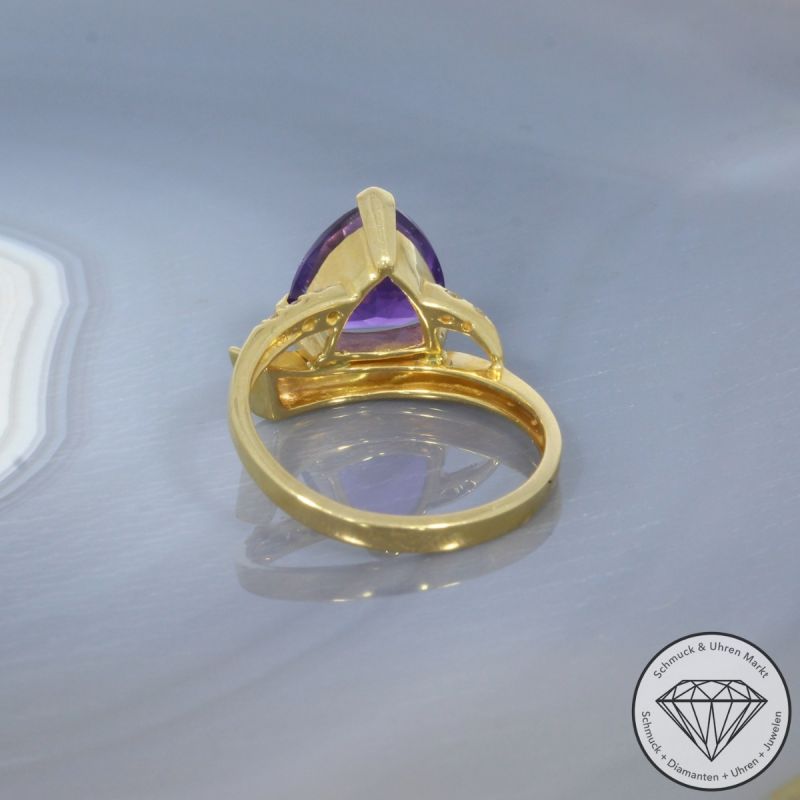 Wert 1370 € Brillant Amethyst Ring in 750er 18 K Gelbgold - 99397