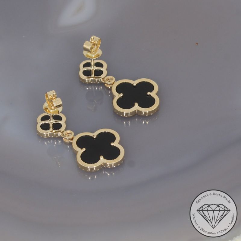 Wert 3190 € Brillant Diamant Onyx Ohrringe in 585er 14 K Gelbgold - 99400