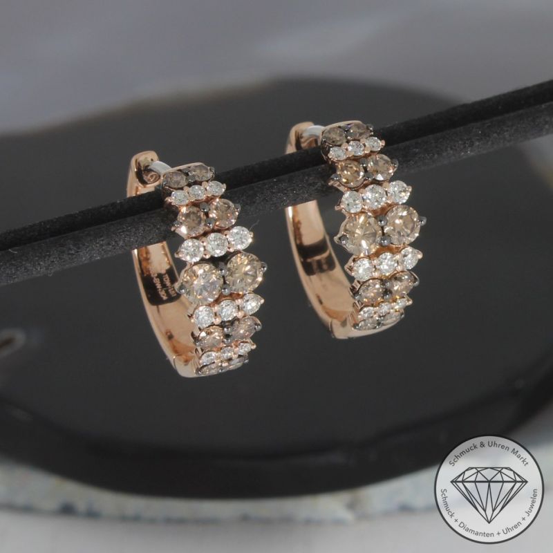 Wert 5050 € Brillant Creolen in 585er 14 K Roségold - H1846