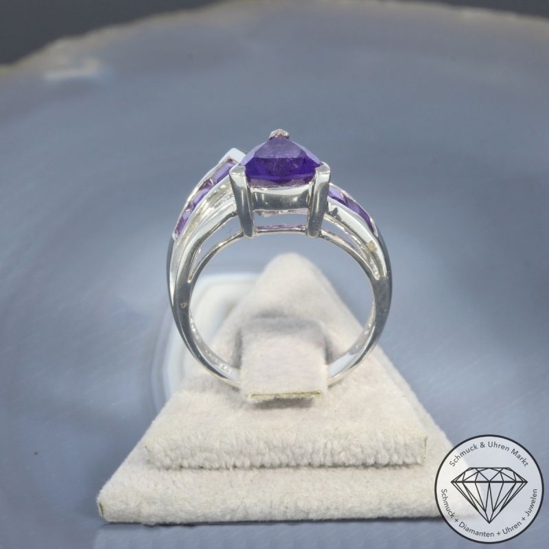 Wert 1730 € Brillant Amethyst Ring in 585er 14 K Weißgold - 99416