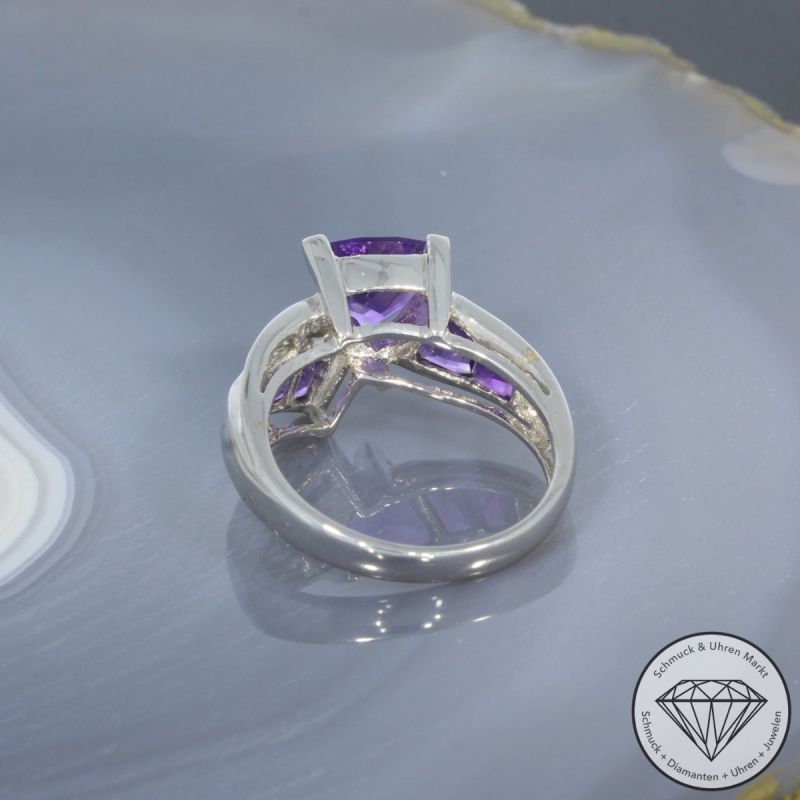 Wert 1730 € Brillant Amethyst Ring in 585er 14 K Weißgold - 99416
