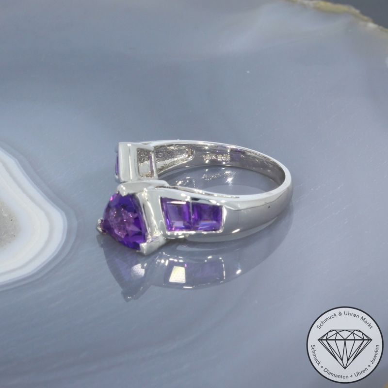 Wert 1730 € Brillant Amethyst Ring in 585er 14 K Weißgold - 99416