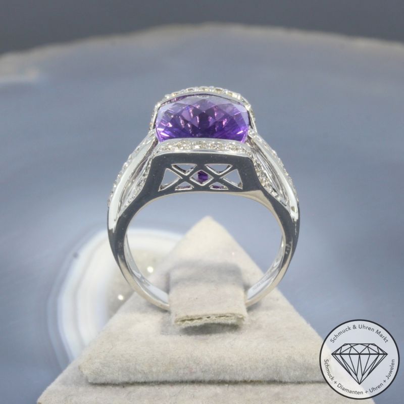 Wert 3290 € Brillant Amethyst Ring in 585er 14 K Weißgold - 99419
