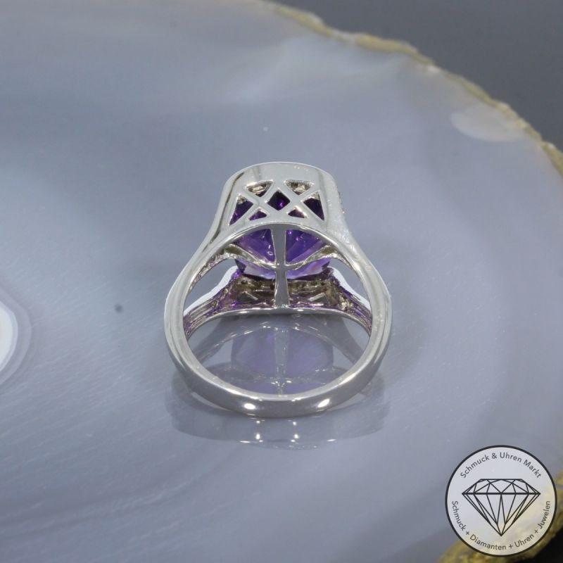 Wert 3290 € Brillant Amethyst Ring in 585er 14 K Weißgold - 99419