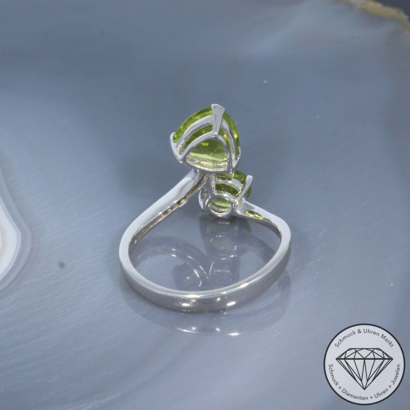 Wert 1260 € Brillant Peridot Ring in 750er 18 K Weißgold - 99424