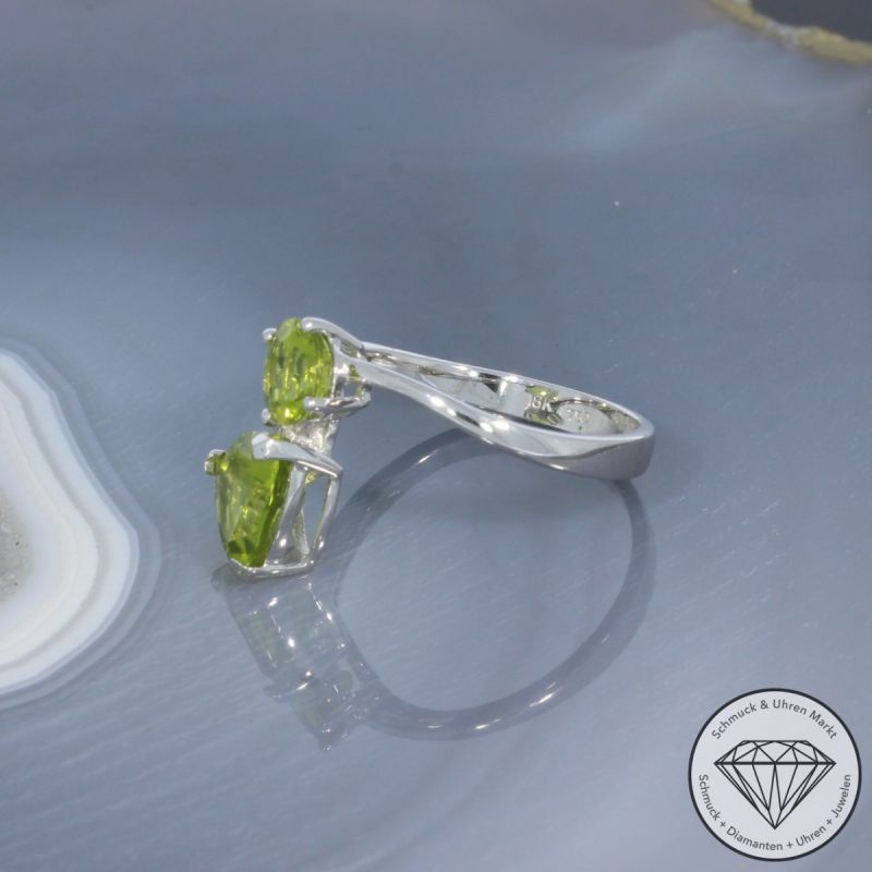 Wert 1260 € Brillant Peridot Ring in 750er 18 K Weißgold - 99424