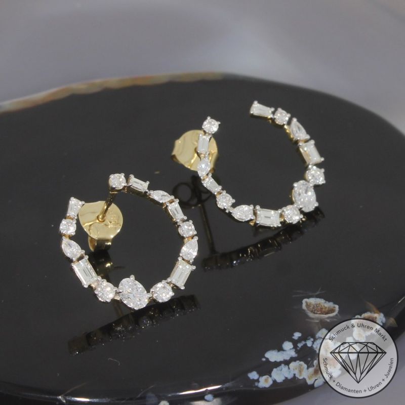 Wert 5950 € Brillant Diamant Ohrringe in 585er 14 K Gelbgold - 99425