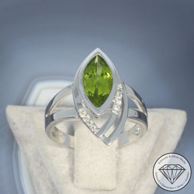 Wert 1850 € Brillant Peridot Ring in 750er 18 K Weißgold - 99426