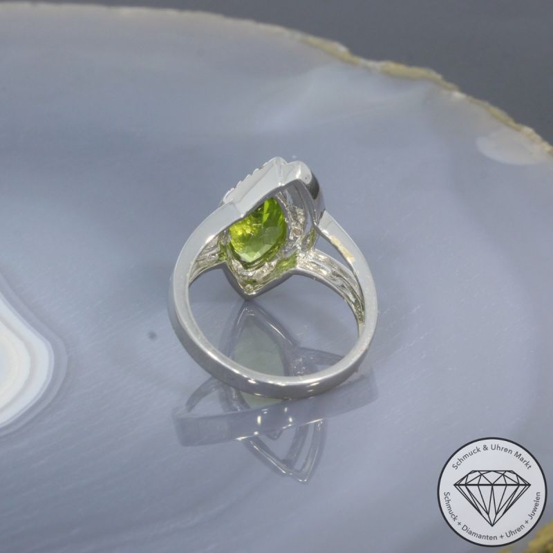 Wert 1850 € Brillant Peridot Ring in 750er 18 K Weißgold - 99426