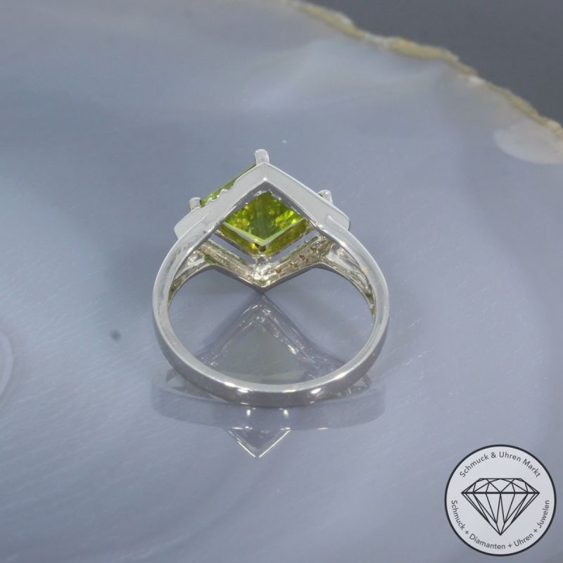Wert 1440 € Brillant Peridot Ring in 750er 18 K Weißgold - 100612