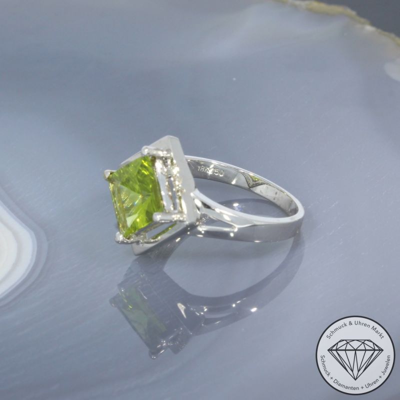 Wert 1440 € Brillant Peridot Ring in 750er 18 K Weißgold - 100612