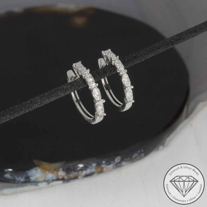 Wert 1890 € Brillant Diamant Creolen in 750er 18 K Weißgold - 99432
