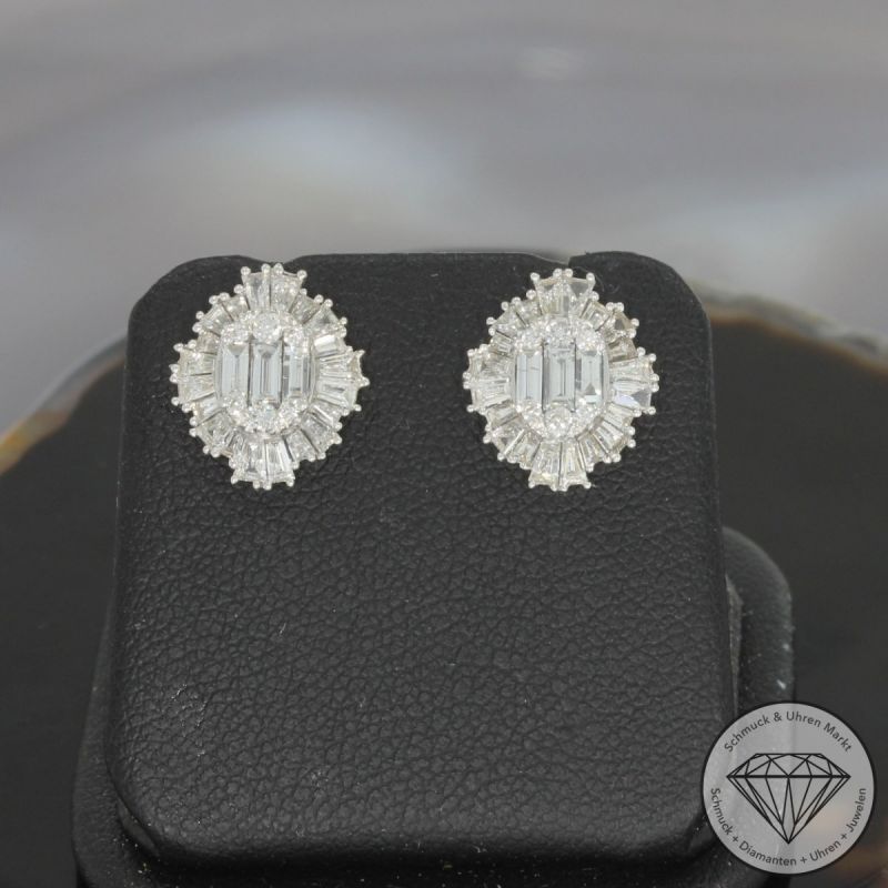 Wert 4290 € Brillant Diamant Ohrringe in 750er 18 K Weißgold - 99435