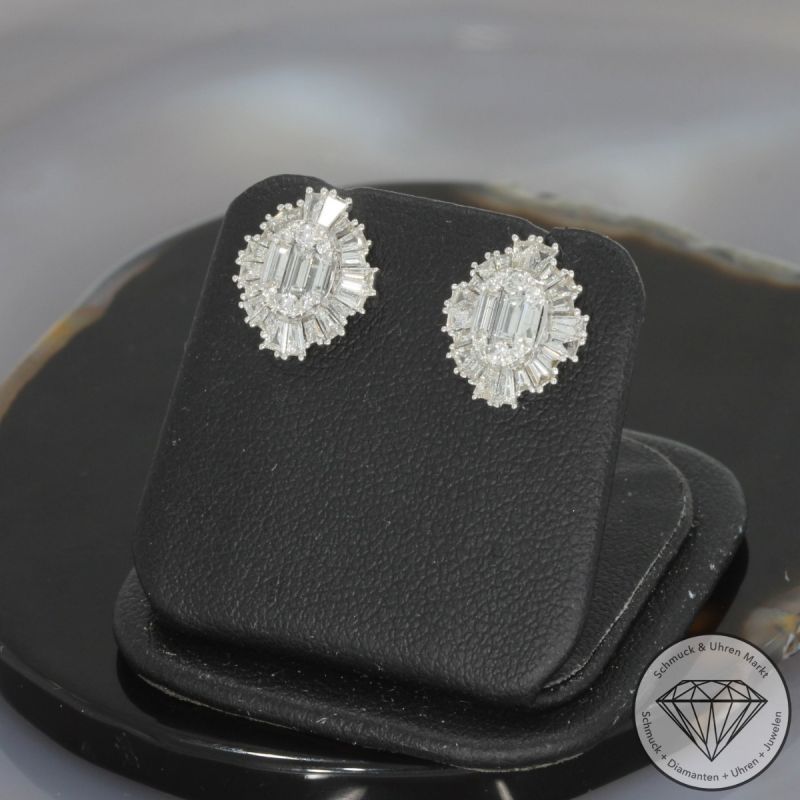 Wert 4290 € Brillant Diamant Ohrringe in 750er 18 K Weißgold - 99435