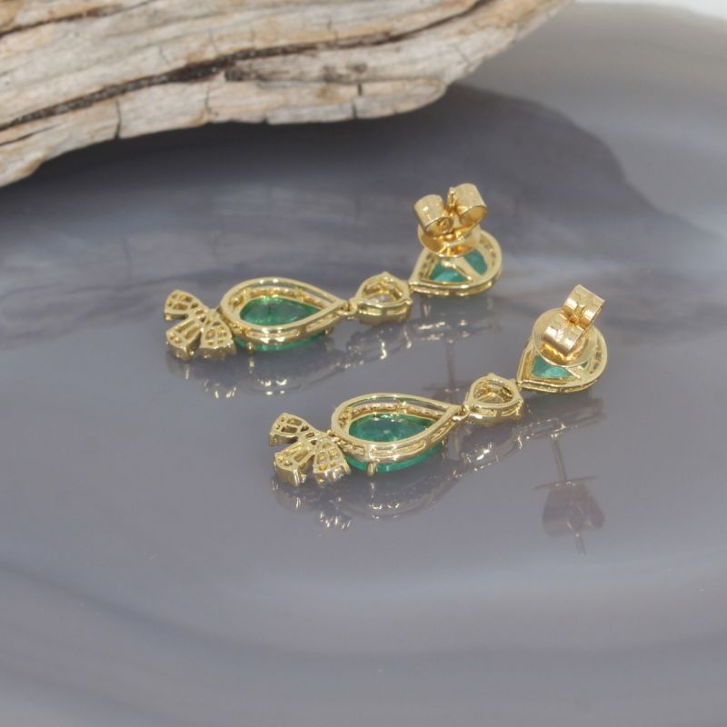 Wert 7650 € Brillant Diamant Smaragd Ohrringe in 750er 18 K Gelbgold - 99440