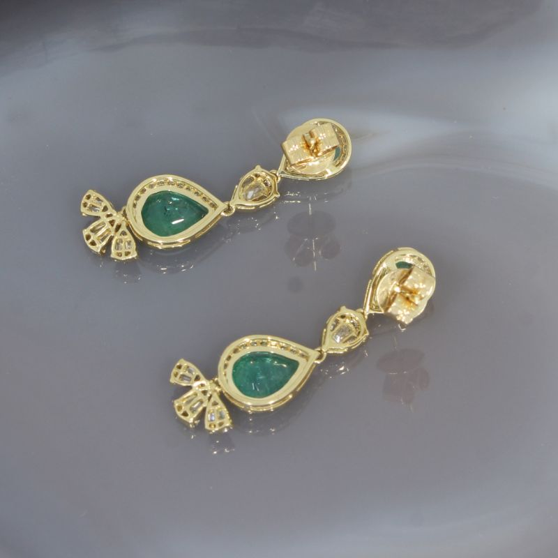 Wert 7650 € Brillant Diamant Smaragd Ohrringe in 750er 18 K Gelbgold - 99440