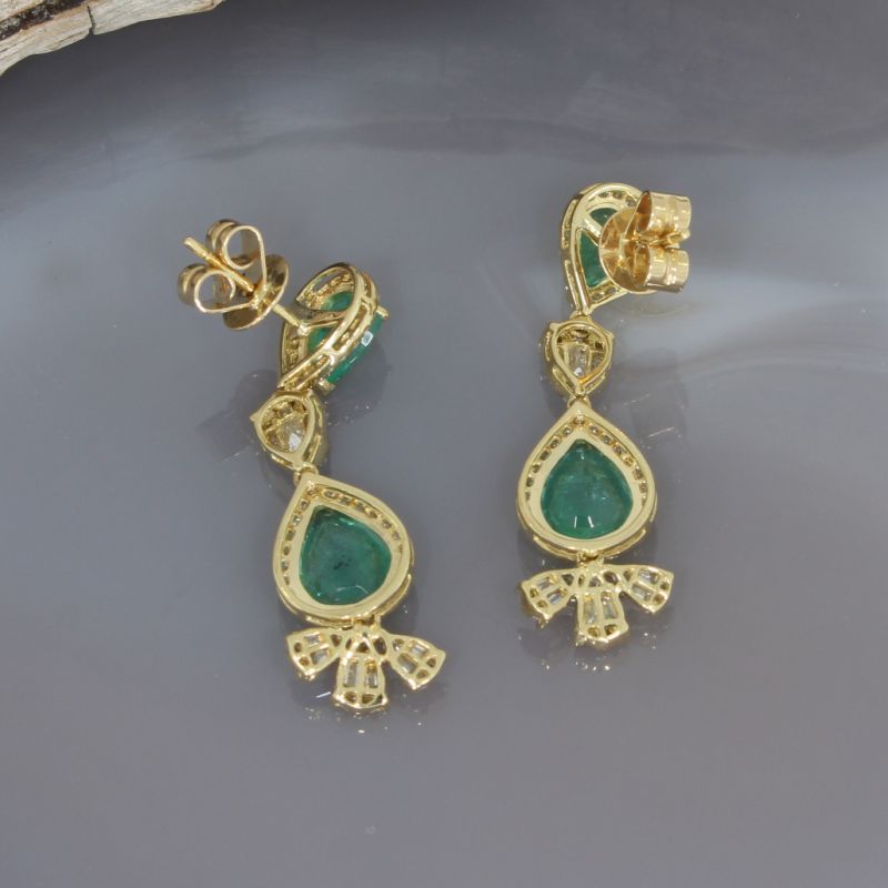 Wert 7650 € Brillant Diamant Smaragd Ohrringe in 750er 18 K Gelbgold - 99440