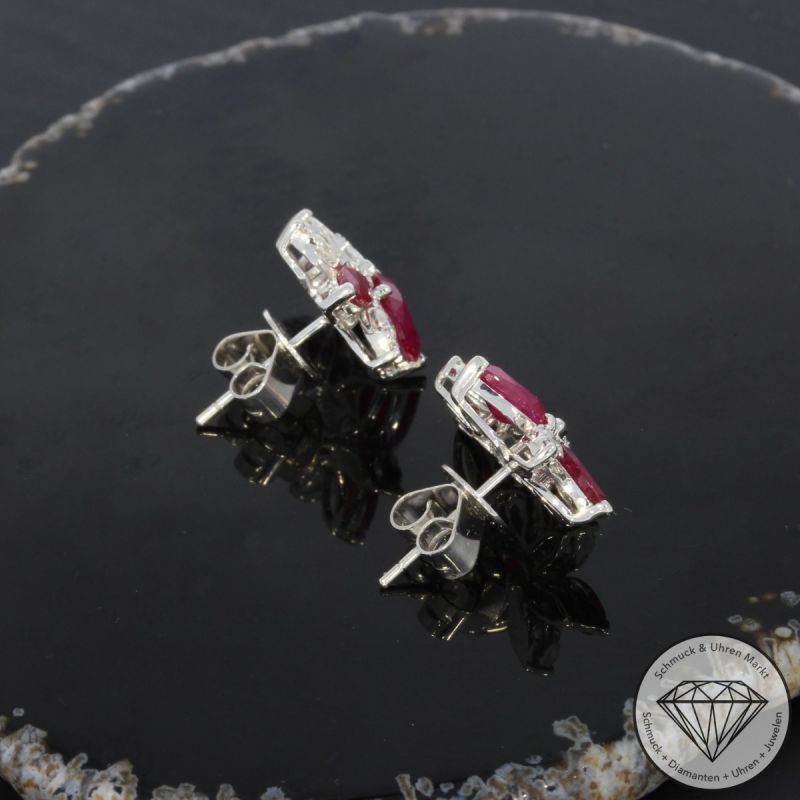 Wert 4400 € Brillant Diamant Rubin Ohrstecker in 750er 18 K Weißgold - 99446