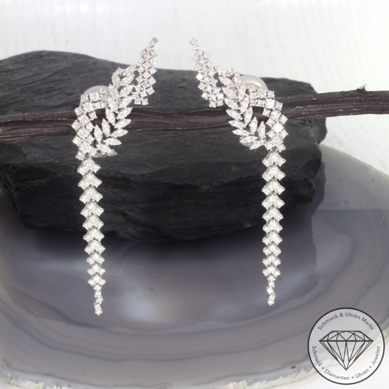 Wert 13450 € Brillant Ohrringe (4,26 carat) in 750er 18 K Weißgold - 99450