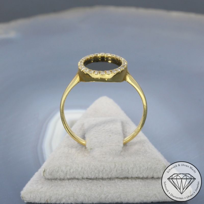 Wert 1650 € Brillant Onyx Ring 750er/18 Karat Gelb Gold Größe 55 – 99462