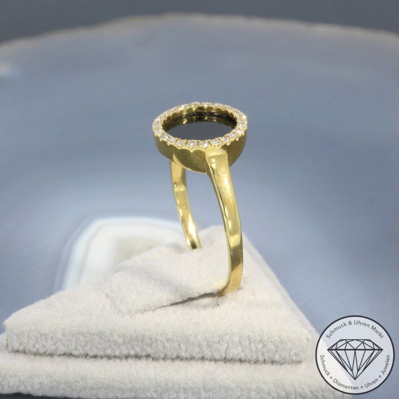 Wert 1650 € Brillant Onyx Ring 750er/18 Karat Gelb Gold Größe 55 – 99462