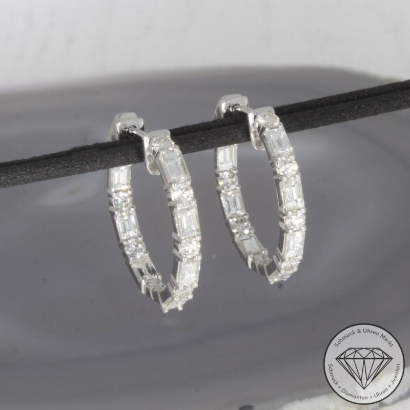 Wert 12790 € Brillant Diamant Creolen in 585er 14 K Weißgold - 99470