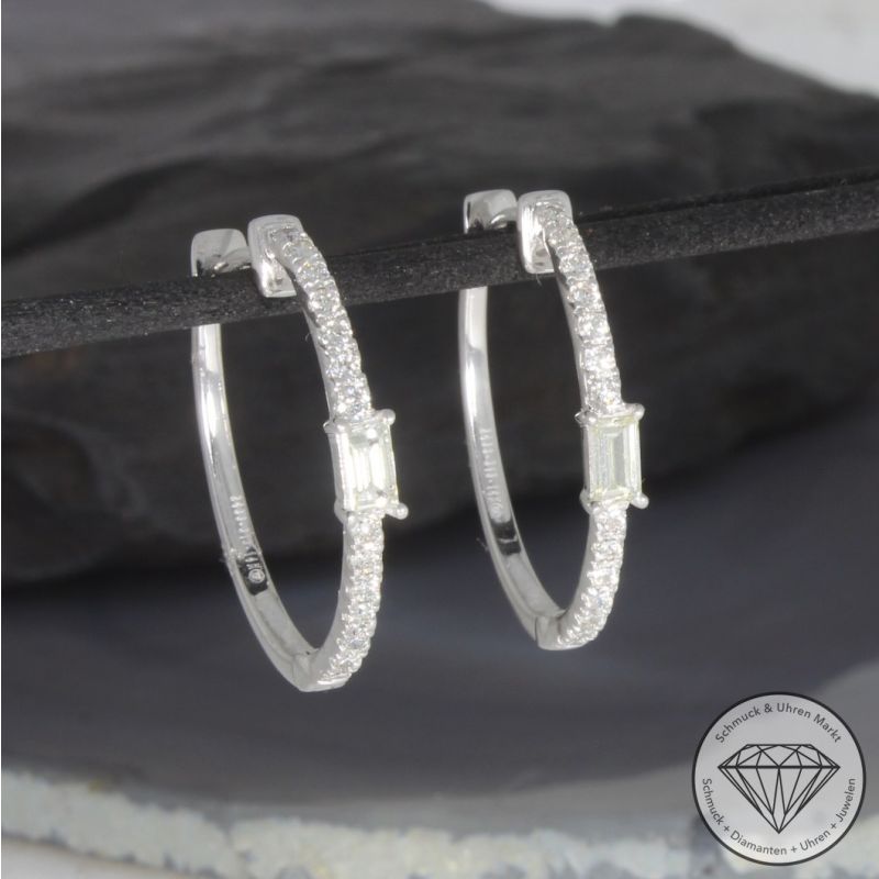 Wert 3650 € Brillant Diamant Creolen in 585er 14 K Weißgold - 99472