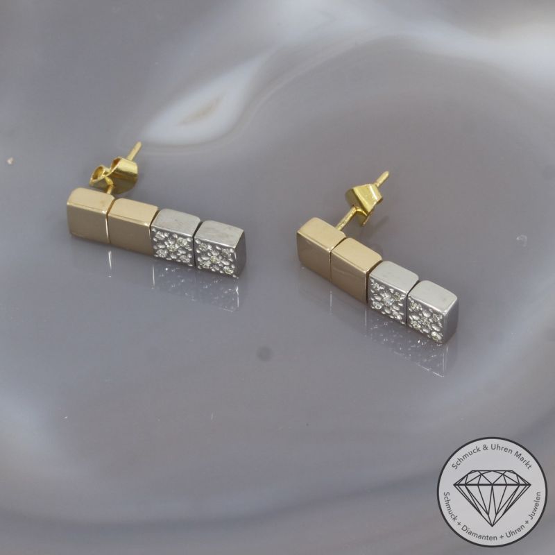 Wert 1990 € Bicolor Brillant Ohrringe (0,10 carat) in 750er 18 K Gold - 99486