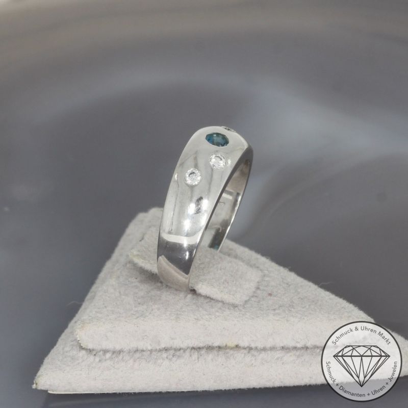Wert 1100 € Brillant Topas Ring in 585er 14 K Weißgold - 99490
