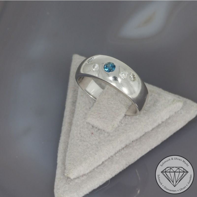 Wert 1100 € Brillant Topas Ring in 585er 14 K Weißgold - 99490