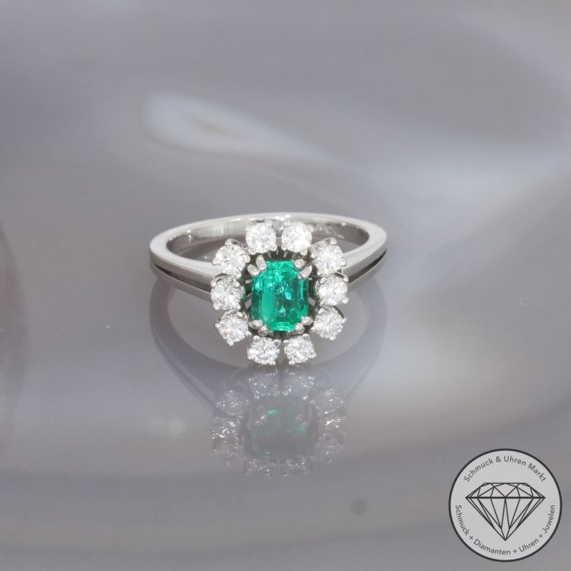 Wert 2800 € Brillant Smaragd Ring in 750er 18 K Weißgold - 99496