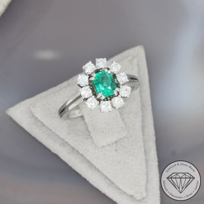 Wert 2800 € Brillant Smaragd Ring in 750er 18 K Weißgold - 99496