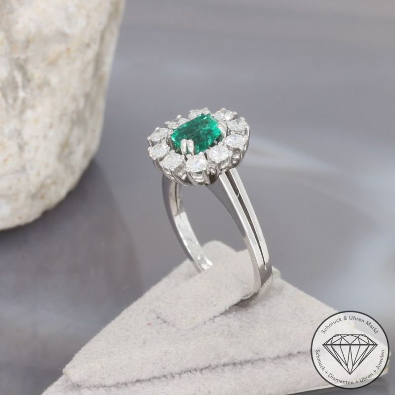 Wert 2800 € Brillant Smaragd Ring in 750er 18 K Weißgold - 99496