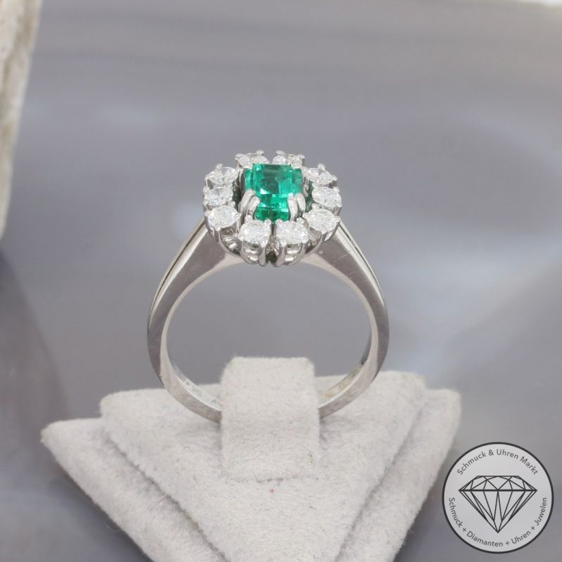 Wert 2800 € Brillant Smaragd Ring in 750er 18 K Weißgold - 99496