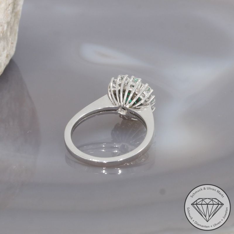 Wert 2800 € Brillant Smaragd Ring in 750er 18 K Weißgold - 99496