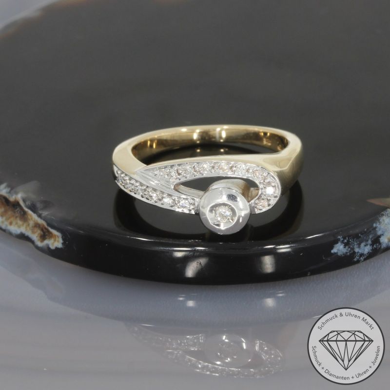 Wert 1590 € Brillant Ring von Glory 585er/14 Karat Gelb Gold Größe 56 – 99502