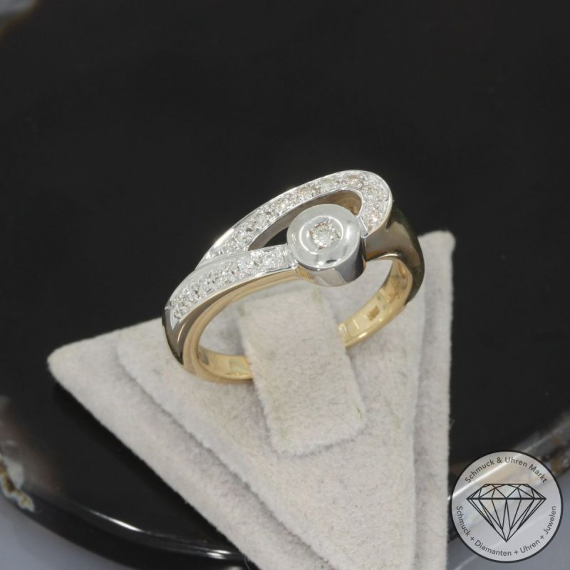 Wert 1590 € Brillant Ring von Glory 585er/14 Karat Gelb Gold Größe 56 – 99502