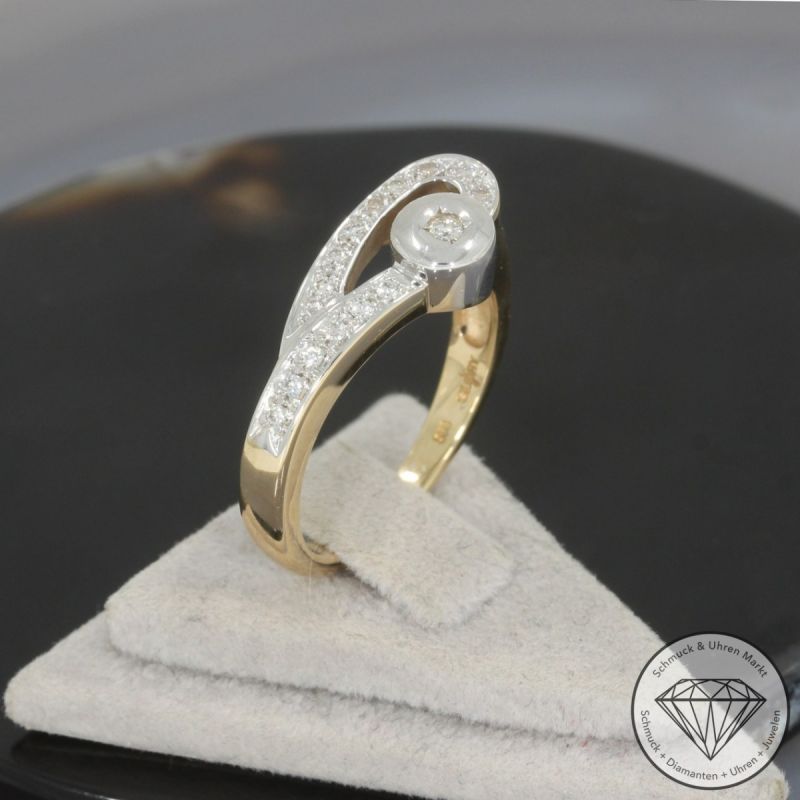Wert 1590 € Brillant Ring von Glory 585er/14 Karat Gelb Gold Größe 56 – 99502