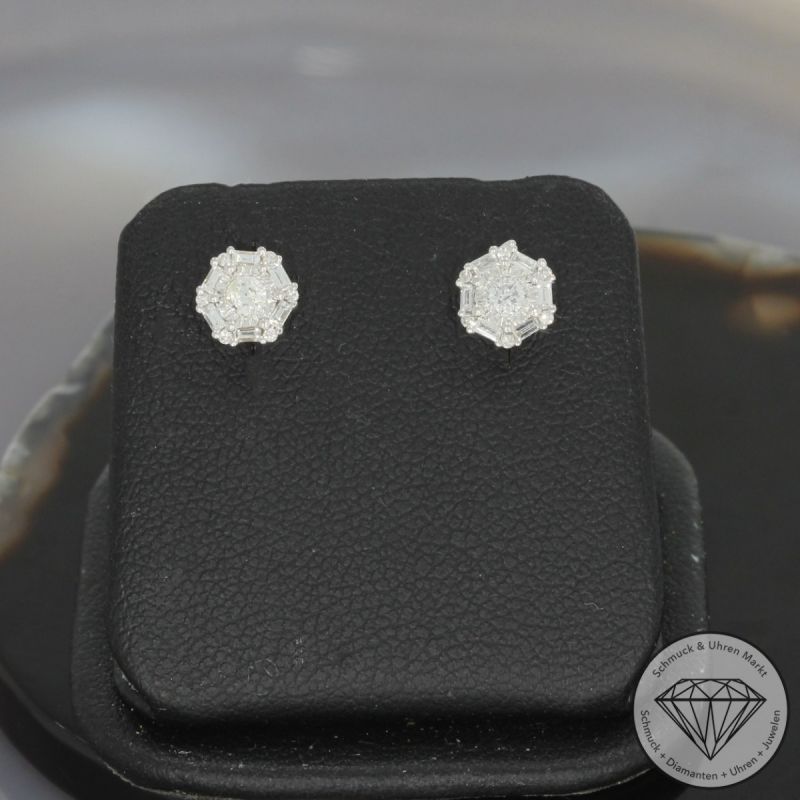 Wert 1100 € Brillant Diamant Ohrringe in 750er 18 K Weißgold - 99503
