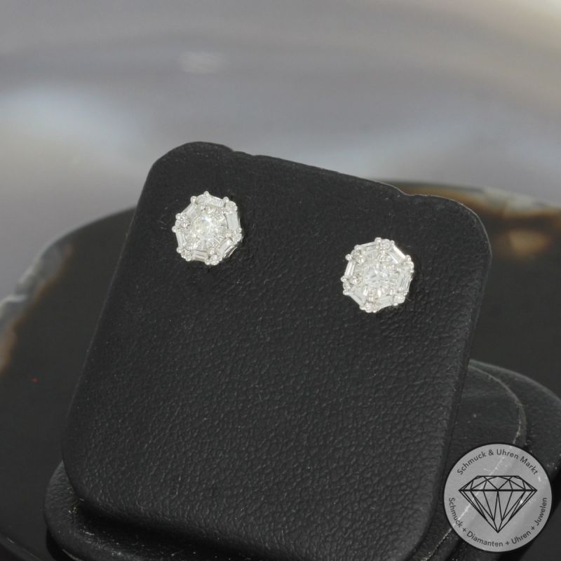 Wert 1100 € Brillant Diamant Ohrringe in 750er 18 K Weißgold - 99503