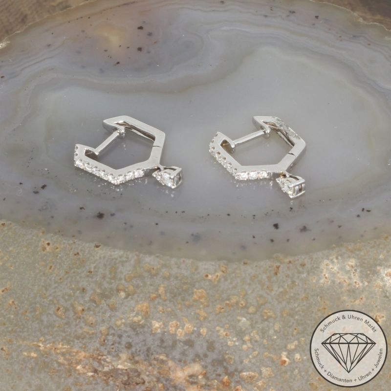 Wert 1350 € Brillant Ohrringe (0,30 carat) in 750er 18 K Weißgold - 99510